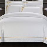Egyptian Cotton Oriental Embroidery White with gold accent.
