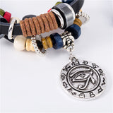 Trendy Egyptian Eye of Ra Charm Leather Bracelets
