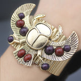 Egyptian Revival khepri Scarab Beetle Beadsa Wing Big Bracelet