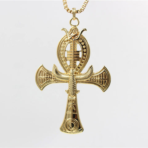 Egyptian Engraving Ankh Cross Pendant Necklace