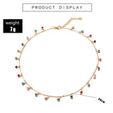 Tocona Bohemian Gold Necklace for Women Charming Colorful Stone Chain Chockers Handmade Party Jewelry Wholesale collares B31203